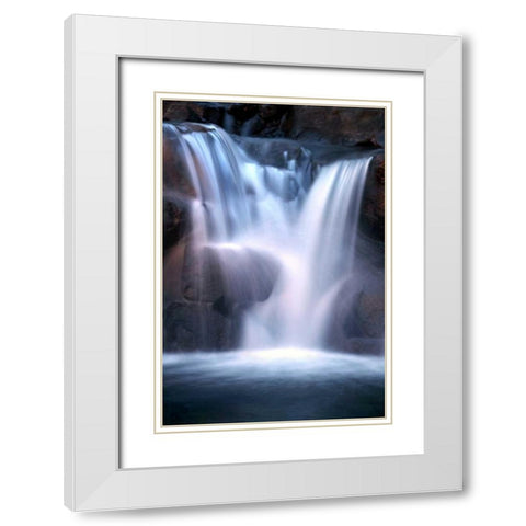 Twilight Waterfall II White Modern Wood Framed Art Print with Double Matting by Taylor, Douglas