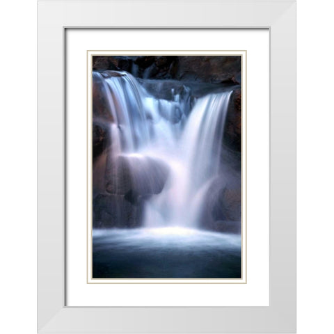 Twilight Waterfall II White Modern Wood Framed Art Print with Double Matting by Taylor, Douglas