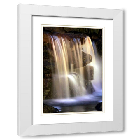 Sunset Waterfall II White Modern Wood Framed Art Print with Double Matting by Taylor, Douglas
