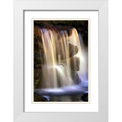 Sunset Waterfall II White Modern Wood Framed Art Print with Double Matting by Taylor, Douglas