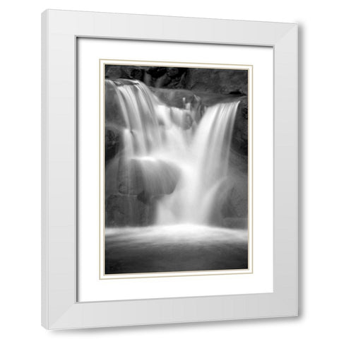 Twilight Waterfall II BW White Modern Wood Framed Art Print with Double Matting by Taylor, Douglas