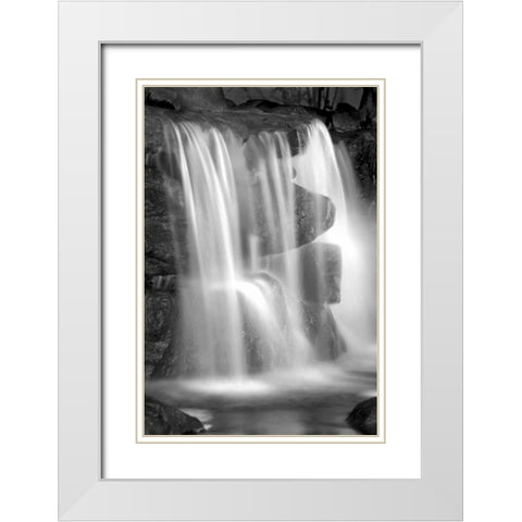 Sunset Waterfall II BW White Modern Wood Framed Art Print with Double Matting by Taylor, Douglas