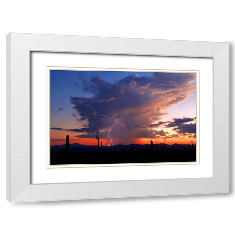Twilight Lightning II White Modern Wood Framed Art Print with Double Matting by Taylor, Douglas