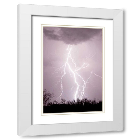 Dancing Lightning White Modern Wood Framed Art Print with Double Matting by Taylor, Douglas