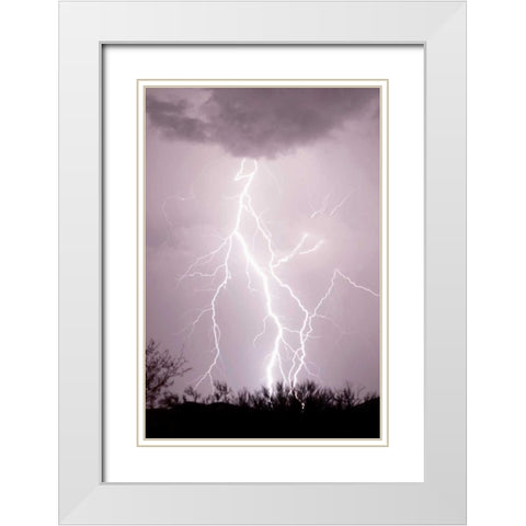 Dancing Lightning White Modern Wood Framed Art Print with Double Matting by Taylor, Douglas