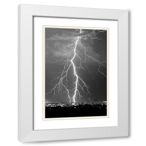 Lightning Portrait BW White Modern Wood Framed Art Print with Double Matting by Taylor, Douglas