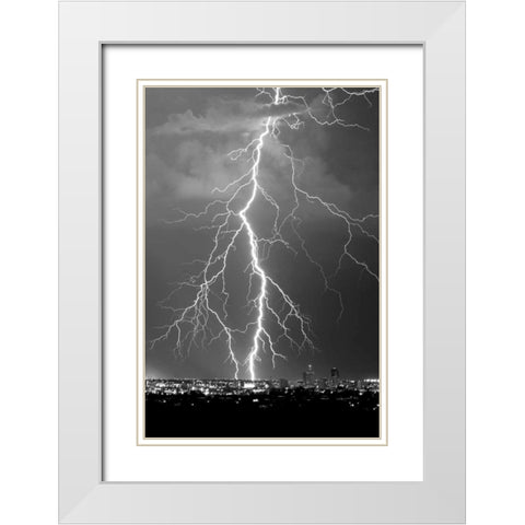 Lightning Portrait BW White Modern Wood Framed Art Print with Double Matting by Taylor, Douglas
