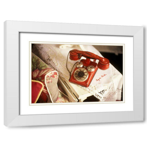 Vintage Phone II White Modern Wood Framed Art Print with Double Matting by Clayton-Thompson, Philip