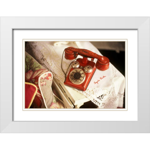 Vintage Phone II White Modern Wood Framed Art Print with Double Matting by Clayton-Thompson, Philip