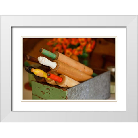 Rolling Pins II White Modern Wood Framed Art Print with Double Matting by Clayton-Thompson, Philip