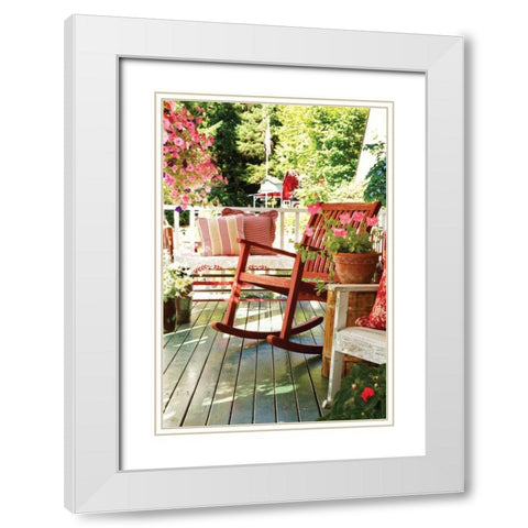Rocker on the Porch I White Modern Wood Framed Art Print with Double Matting by Clayton-Thompson, Philip