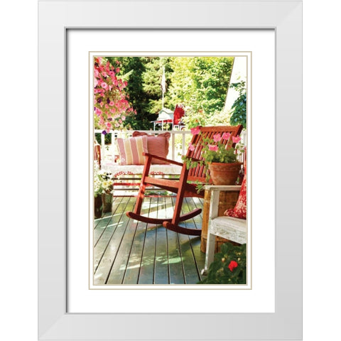Rocker on the Porch I White Modern Wood Framed Art Print with Double Matting by Clayton-Thompson, Philip