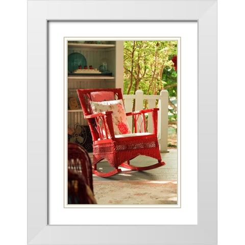 Rocker on the Porch II White Modern Wood Framed Art Print with Double Matting by Clayton-Thompson, Philip
