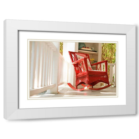 Rocker on the Porch III White Modern Wood Framed Art Print with Double Matting by Clayton-Thompson, Philip