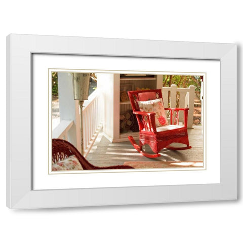 Rocker on the Porch IV White Modern Wood Framed Art Print with Double Matting by Clayton-Thompson, Philip