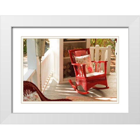 Rocker on the Porch IV White Modern Wood Framed Art Print with Double Matting by Clayton-Thompson, Philip