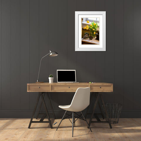 Yellow Tulips I White Modern Wood Framed Art Print with Double Matting by Clayton-Thompson, Philip