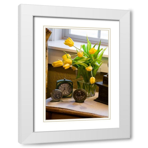Yellow Tulips I White Modern Wood Framed Art Print with Double Matting by Clayton-Thompson, Philip