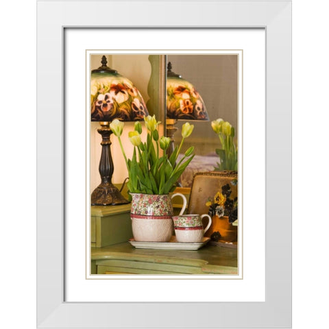 Yellow Tulips II White Modern Wood Framed Art Print with Double Matting by Clayton-Thompson, Philip