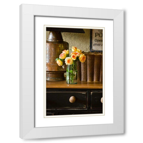 Flowers and Antiquities I White Modern Wood Framed Art Print with Double Matting by Clayton-Thompson, Philip