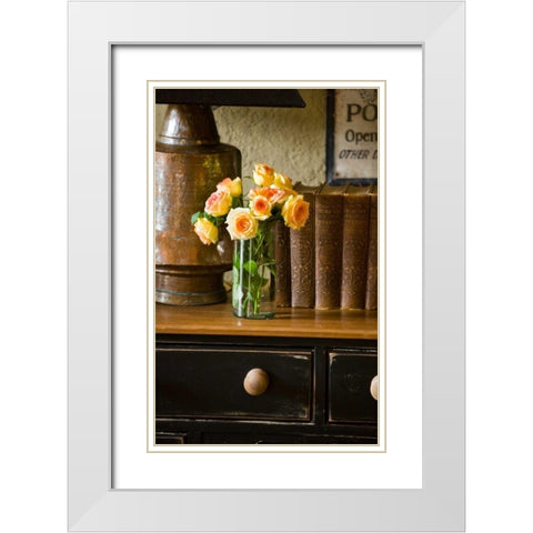 Flowers and Antiquities I White Modern Wood Framed Art Print with Double Matting by Clayton-Thompson, Philip