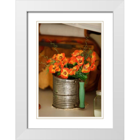 Flowers and Antiquities II White Modern Wood Framed Art Print with Double Matting by Clayton-Thompson, Philip