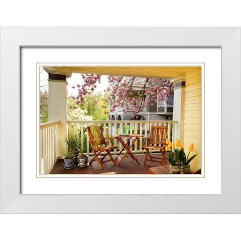 Dining on the Porch I White Modern Wood Framed Art Print with Double Matting by Clayton-Thompson, Philip