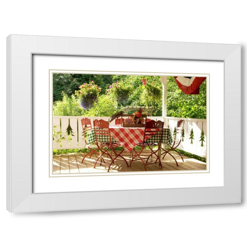Dining on the Porch II White Modern Wood Framed Art Print with Double Matting by Clayton-Thompson, Philip