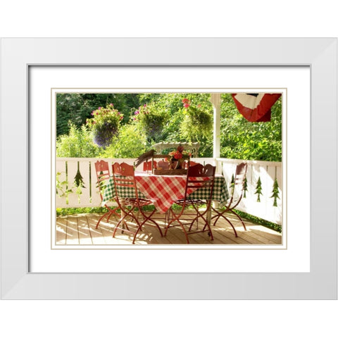 Dining on the Porch II White Modern Wood Framed Art Print with Double Matting by Clayton-Thompson, Philip