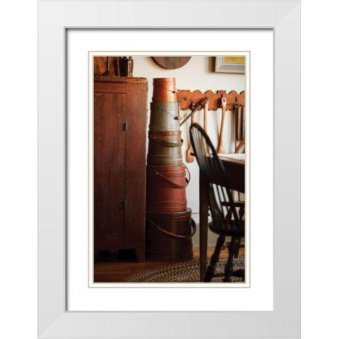 Hat Boxes I White Modern Wood Framed Art Print with Double Matting by Clayton-Thompson, Philip