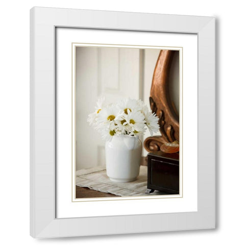 Daisy Bouquet II White Modern Wood Framed Art Print with Double Matting by Clayton-Thompson, Philip