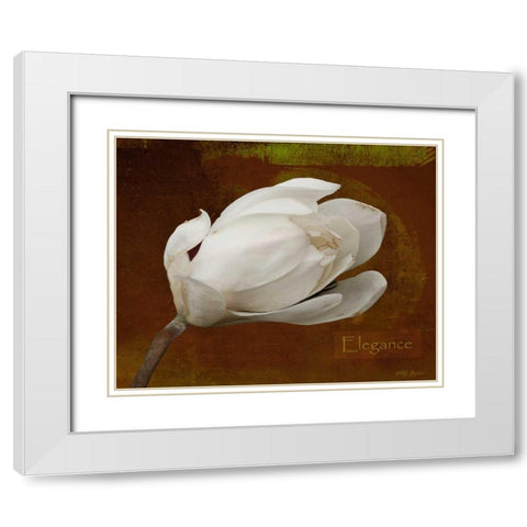 Floral Dance Elegance White Modern Wood Framed Art Print with Double Matting by Geyman, Vitaly