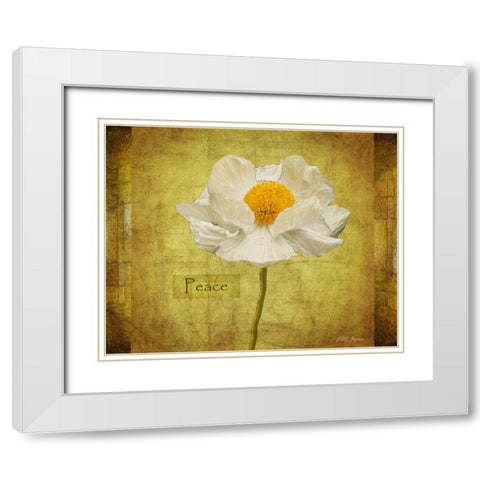 White Poppy Peace White Modern Wood Framed Art Print with Double Matting by Geyman, Vitaly