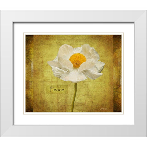 White Poppy Peace White Modern Wood Framed Art Print with Double Matting by Geyman, Vitaly
