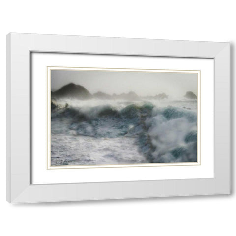 Stormy Blue Ocean White Modern Wood Framed Art Print with Double Matting by Geyman, Vitaly