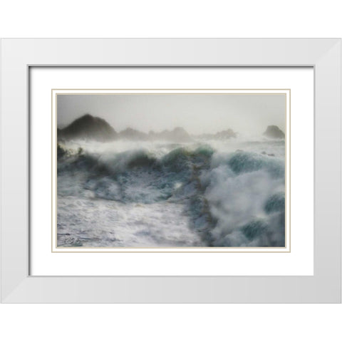 Stormy Blue Ocean White Modern Wood Framed Art Print with Double Matting by Geyman, Vitaly