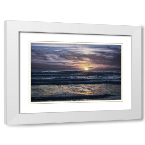 Purple Sunset White Modern Wood Framed Art Print with Double Matting by Geyman, Vitaly