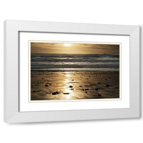 Golden Sunset White Modern Wood Framed Art Print with Double Matting by Geyman, Vitaly