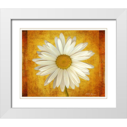 Daisy in Gold White Modern Wood Framed Art Print with Double Matting by Geyman, Vitaly