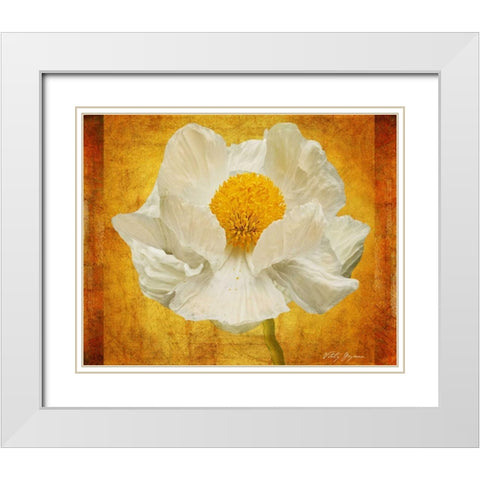 Poppy in Gold White Modern Wood Framed Art Print with Double Matting by Geyman, Vitaly