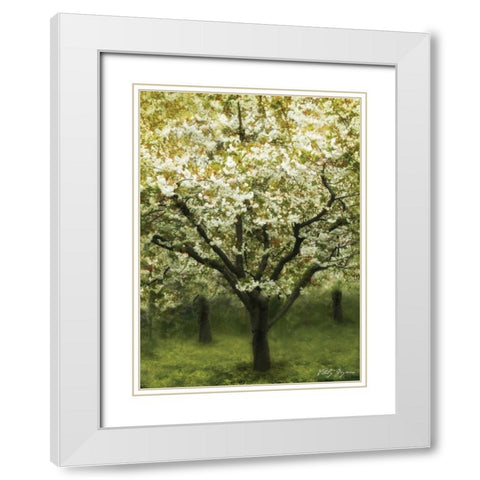 White Cherry Tree I White Modern Wood Framed Art Print with Double Matting by Geyman, Vitaly