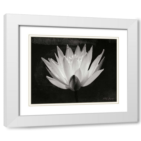 Glowing Lotus I White Modern Wood Framed Art Print with Double Matting by Geyman, Vitaly