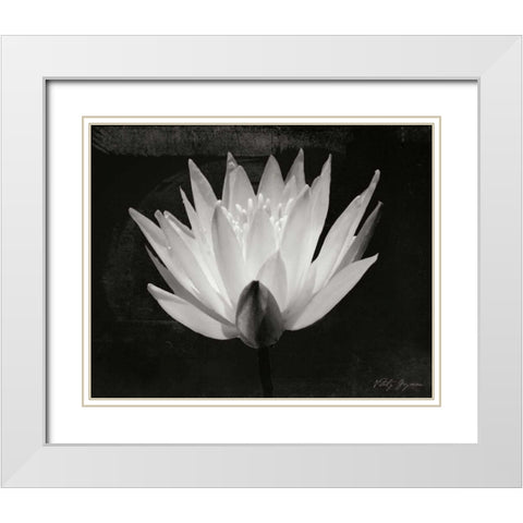 Glowing Lotus I White Modern Wood Framed Art Print with Double Matting by Geyman, Vitaly