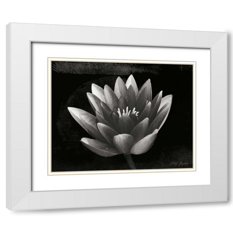 Glowing Lotus II White Modern Wood Framed Art Print with Double Matting by Geyman, Vitaly