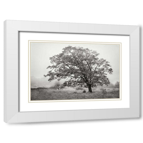 Burning Oak V BandW White Modern Wood Framed Art Print with Double Matting by Geyman, Vitaly