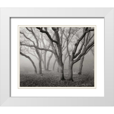 Misty Dance BandW White Modern Wood Framed Art Print with Double Matting by Geyman, Vitaly