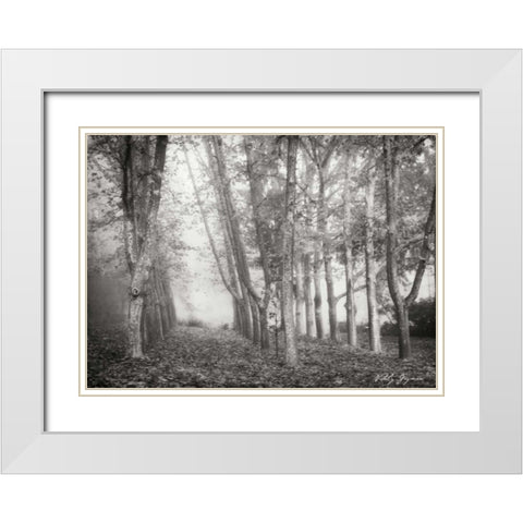 Tree Parade I BandW White Modern Wood Framed Art Print with Double Matting by Geyman, Vitaly