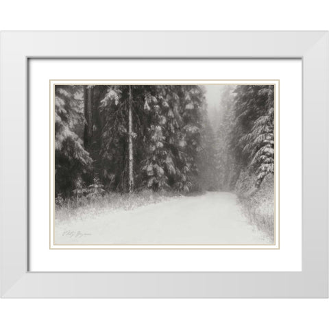 Winter Pine Tree Paradise BandW White Modern Wood Framed Art Print with Double Matting by Geyman, Vitaly