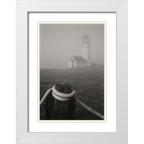 Misty Lighthouse I White Modern Wood Framed Art Print with Double Matting by Geyman, Vitaly