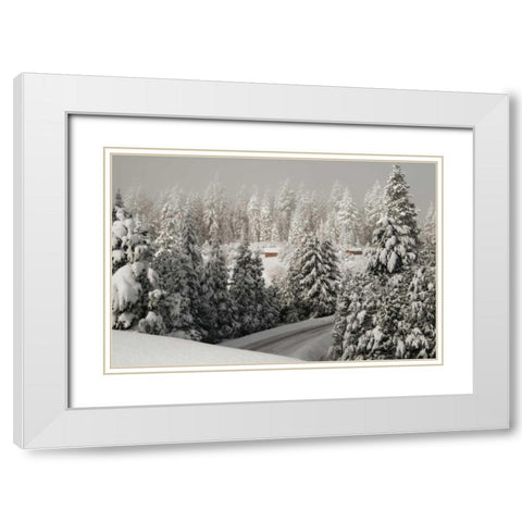Mt. Ashland Rd White Modern Wood Framed Art Print with Double Matting by Geyman, Vitaly